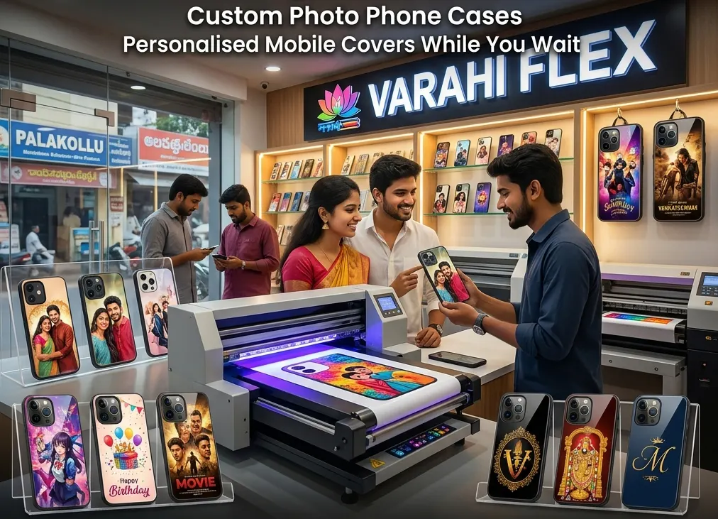 mobile back cover printing Palakollu Varahi Flex same day