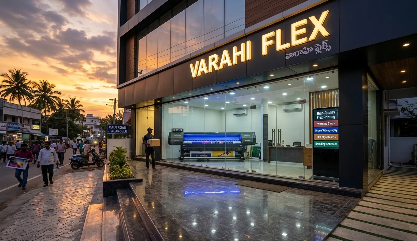 Flex banner printing machine at Varahi Flex, Palakollu, West Godavari